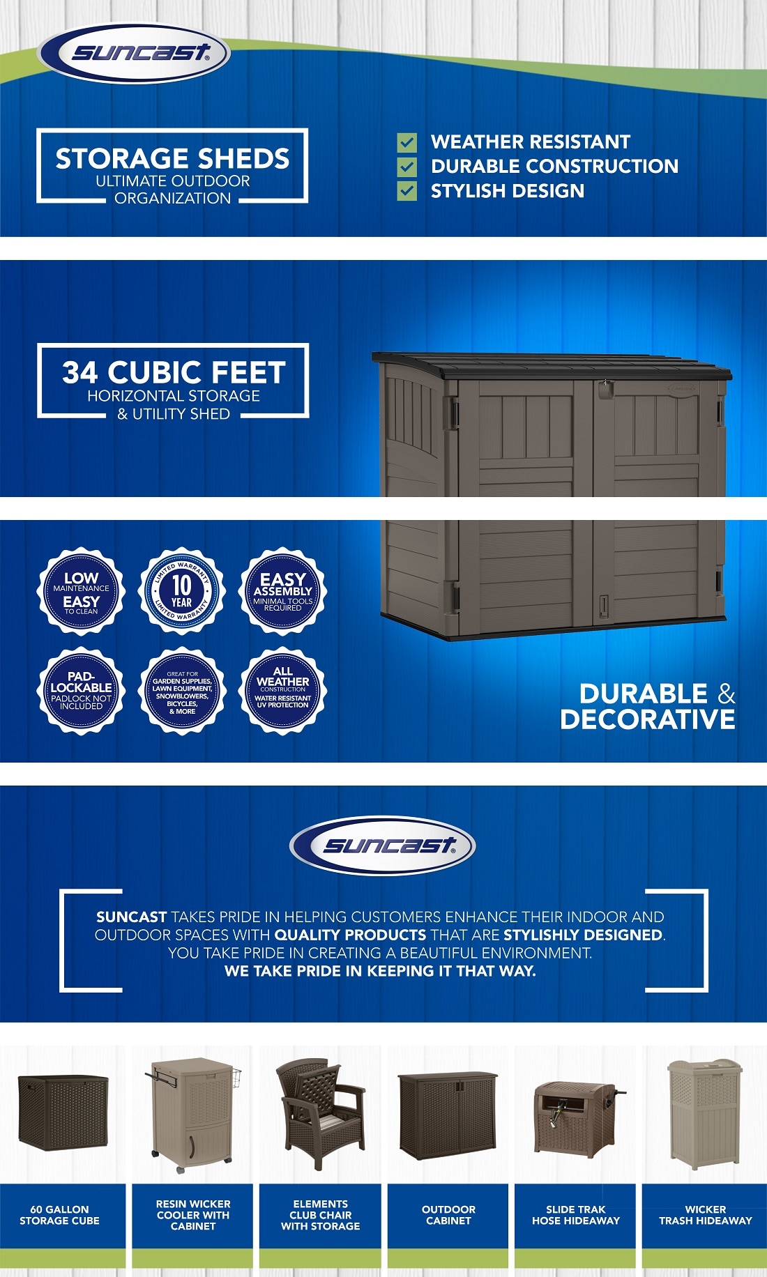 Suncast 2 ft. 8.25 in. X 2 ft. 1.5 in X 6 ft. Resin Vertical Storage